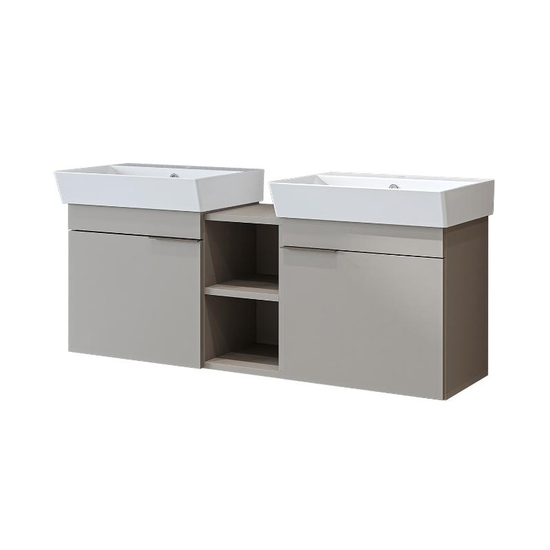 Mobile bagno sospeso doppio lavabo 120 cm tortora Mistral