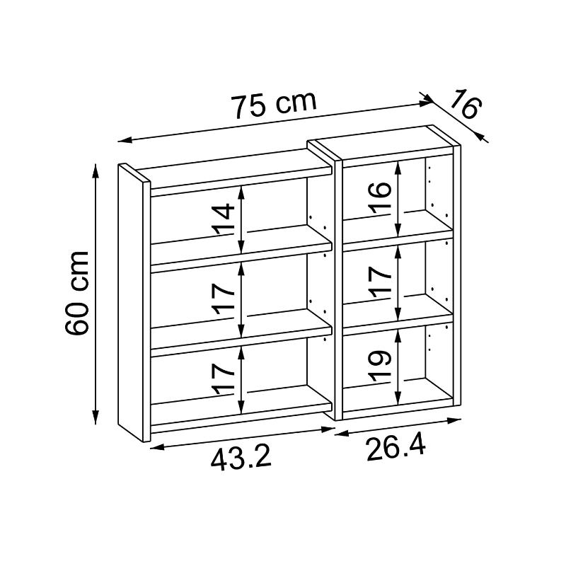 Specchio bagno contenitore 1 anta mensole 75xH60 rovere Ocean