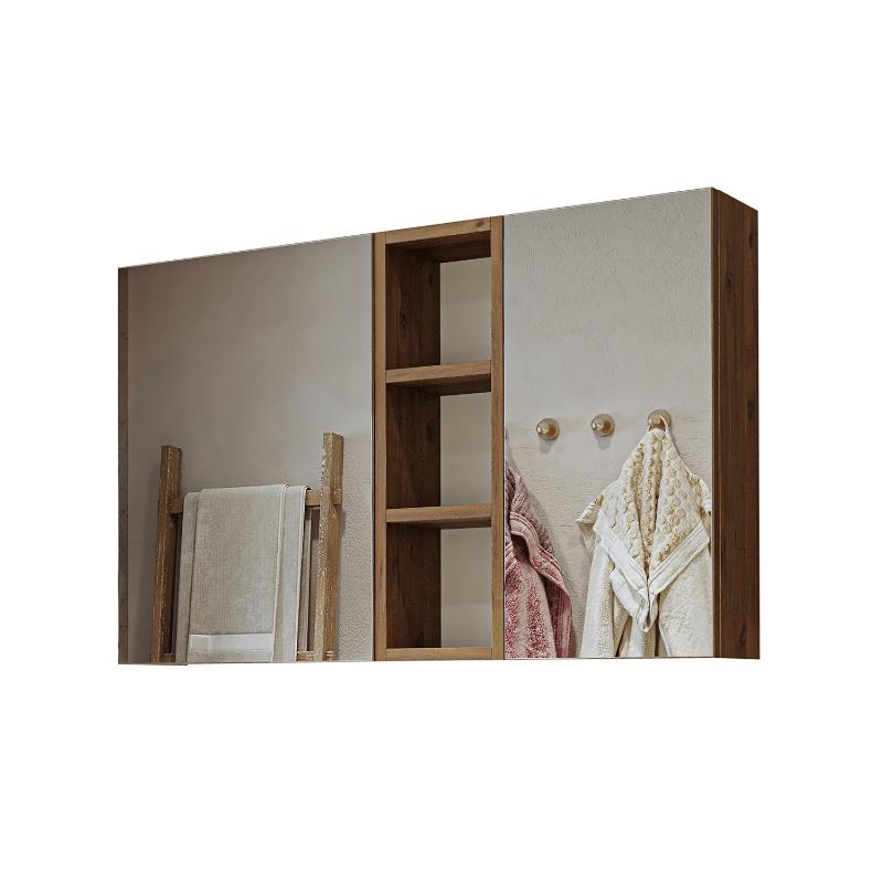 Specchio bagno contenitore 2 ante mensole 95xH60 rovere Ocean