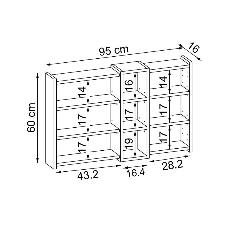 Specchio bagno contenitore 2 ante mensole 95xH60 rovere Ocean