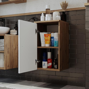 Colonna bagno bassa sospesa 1 anta 35xH60 cm rovere bianco Ocean
