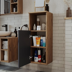 Colonna bagno sospesa 1 anta vano 35xH90 cm rovere antracite Ocean