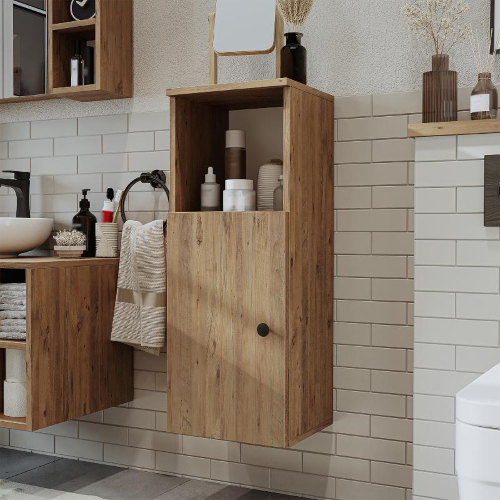 Colonna bagno sospesa 1 anta vano 35xH90 cm rovere Ocean