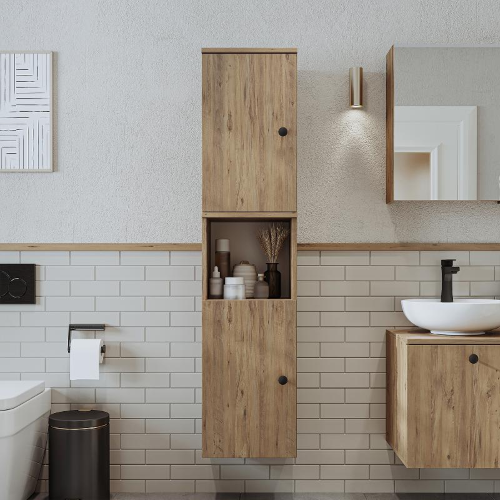 Colonna bagno alta sospesa 2 anta vano 35xH150 cm rovere Ocean