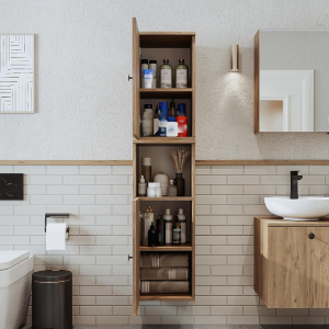 Colonna bagno alta sospesa 2 anta vano 35xH150 cm rovere Ocean