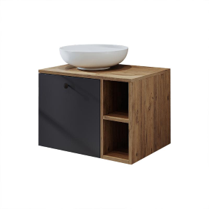 Mobile bagno sospeso lavabo appoggio 65 cm rovere antracite Ocean