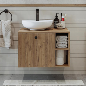 Mobile bagno sospeso lavabo appoggio 65 cm rovere Ocean