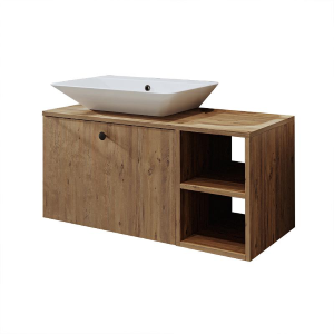 Mobile bagno sospeso lavabo appoggio rettangolare 95 cm rovere Ocean