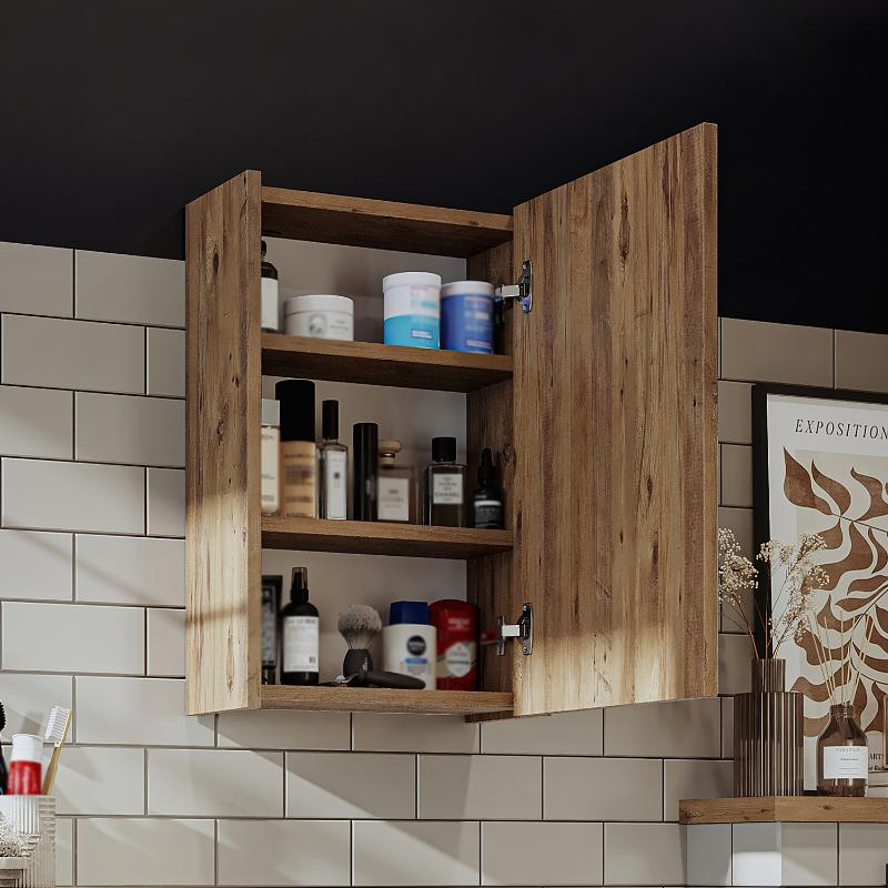 Specchio bagno contenitore 1 anta 40xH60 rovere Drift
