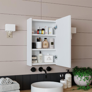 Specchio bagno contenitore 1 anta 40xH60 bianco Drift