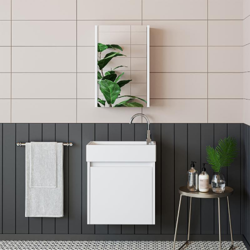 Mobile bagno sospeso lavabo incasso specchio 50 cm bianco Drift