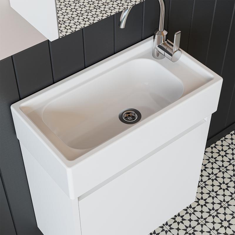 Mobile bagno sospeso lavabo incasso specchio 50 cm bianco Drift