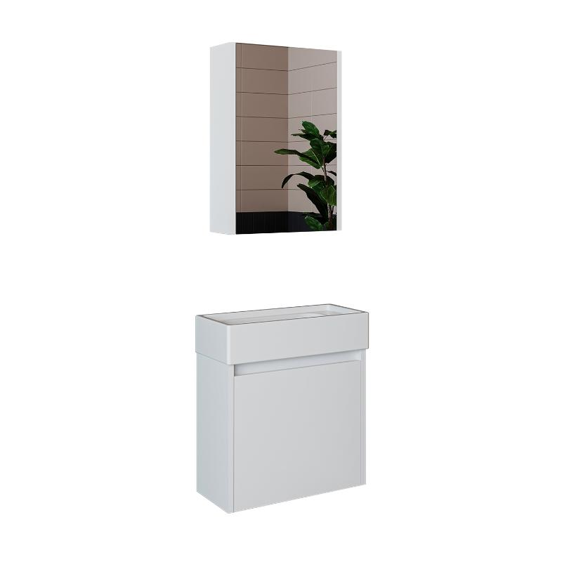 Mobile bagno sospeso lavabo incasso specchio 50 cm bianco Drift