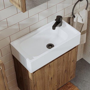 Mobile bagno sospeso lavabo incasso specchio 50 cm rovere Drift