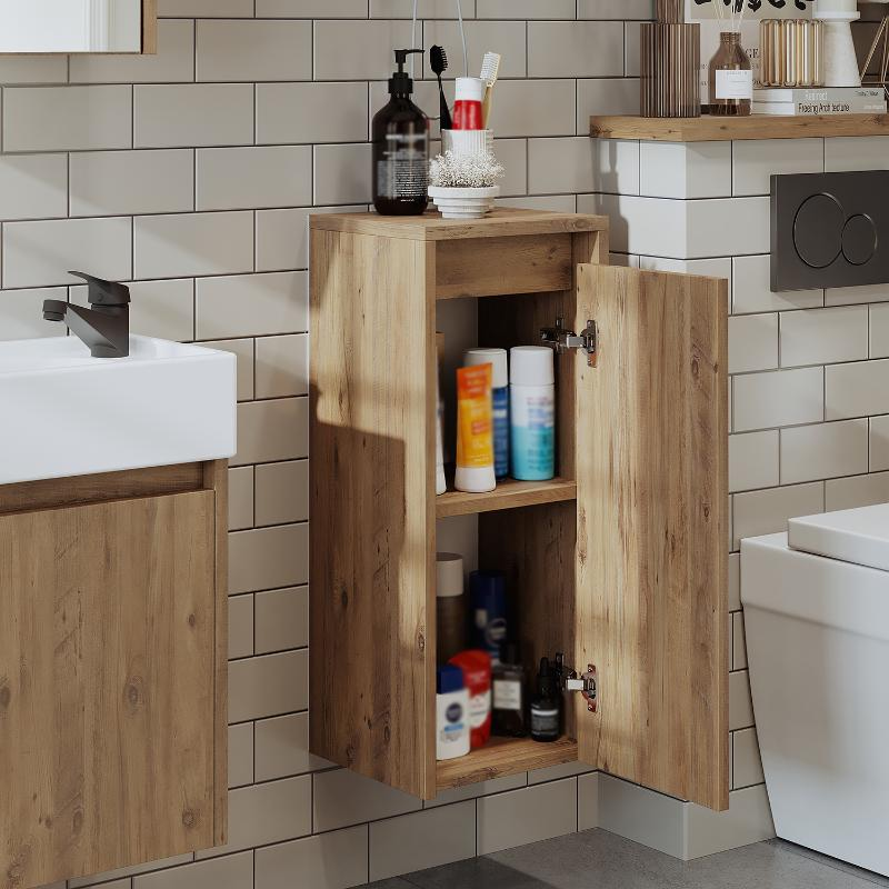 Colonna bagno sospesa 1 anta ripiano 30xH70 cm rovere Drift