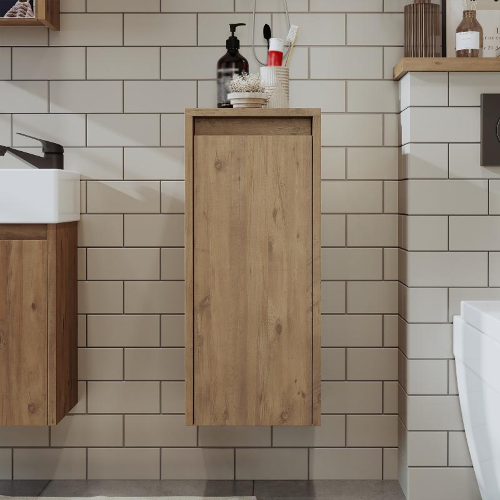 Colonna bagno sospesa 1 anta ripiano 30xH70 cm rovere Drift