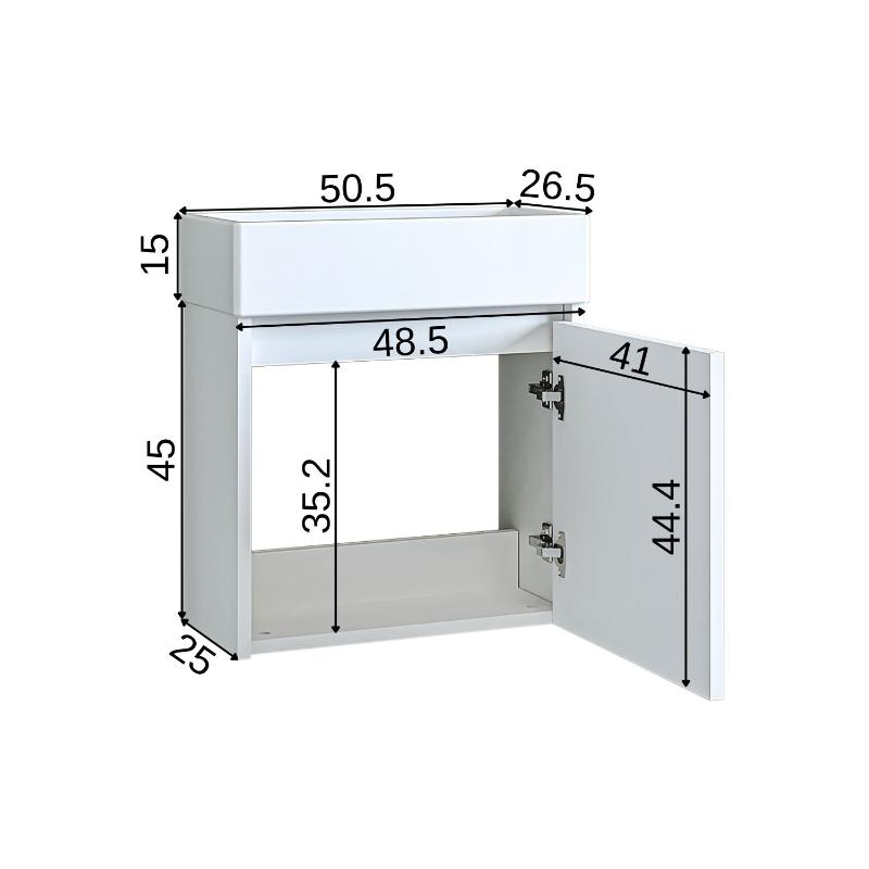 Mobile bagno sospeso lavabo incasso 50 cm bianco Drift