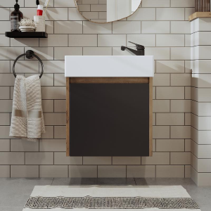 Mobile bagno sospeso lavabo incasso 50 cm rovere antracite Drift