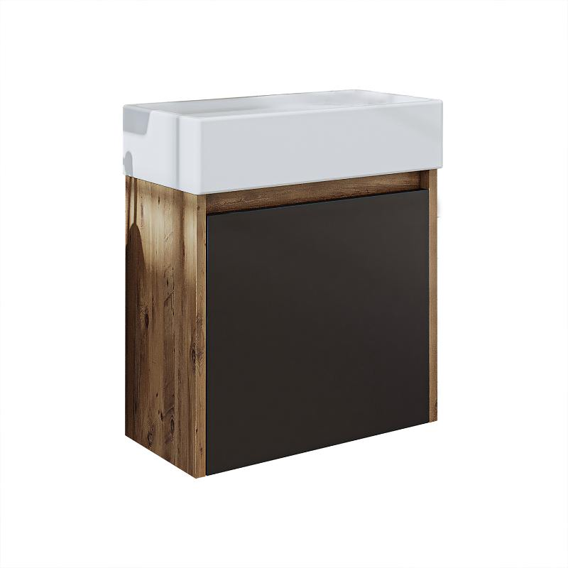 Mobile bagno sospeso lavabo incasso 50 cm rovere antracite Drift