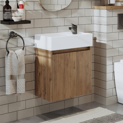 Mobile bagno sospeso lavabo incasso 50 cm rovere Drift