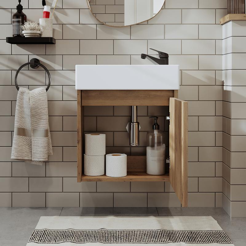 Mobile bagno sospeso lavabo incasso 50 cm rovere Drift