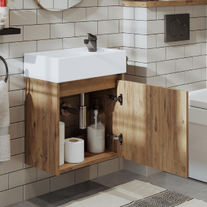 Mobile bagno sospeso lavabo incasso 50 cm rovere Drift