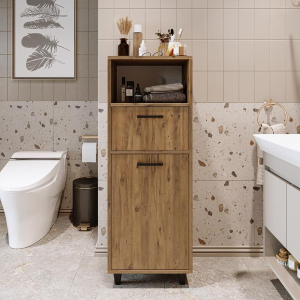Mobile lavanderia colonna bagno cesto portabiancheria 45xH125 rovere Sirena