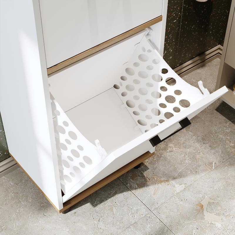 Mobile lavanderia colonna bagno cesto portabiancheria 45xH125 rovere bianco Sirena