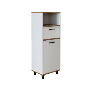 Mobile lavanderia colonna bagno cesto portabiancheria 45xH125 rovere bianco Sirena