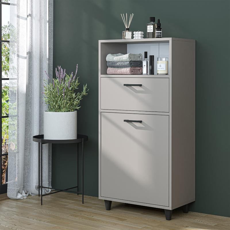 Mobile lavanderia colonna bagno cesto portabiancheria 45xH125 tortora Sirena