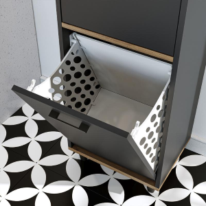 Mobile lavanderia colonna bagno cesto portabiancheria 45xH200 rovere antracite Sirena