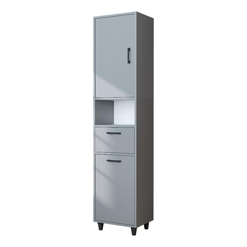 Mobile lavanderia colonna bagno cesto portabiancheria 45xH200 grigio Sirena