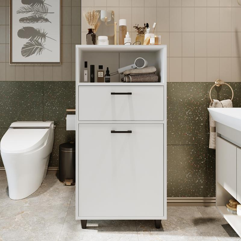 Mobile lavanderia colonna bagno cesto portabiancheria 60xH125 bianco Sirena
