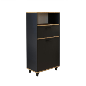 Mobile lavanderia colonna bagno cesto portabiancheria 60xH125 rovere antracite Sirena