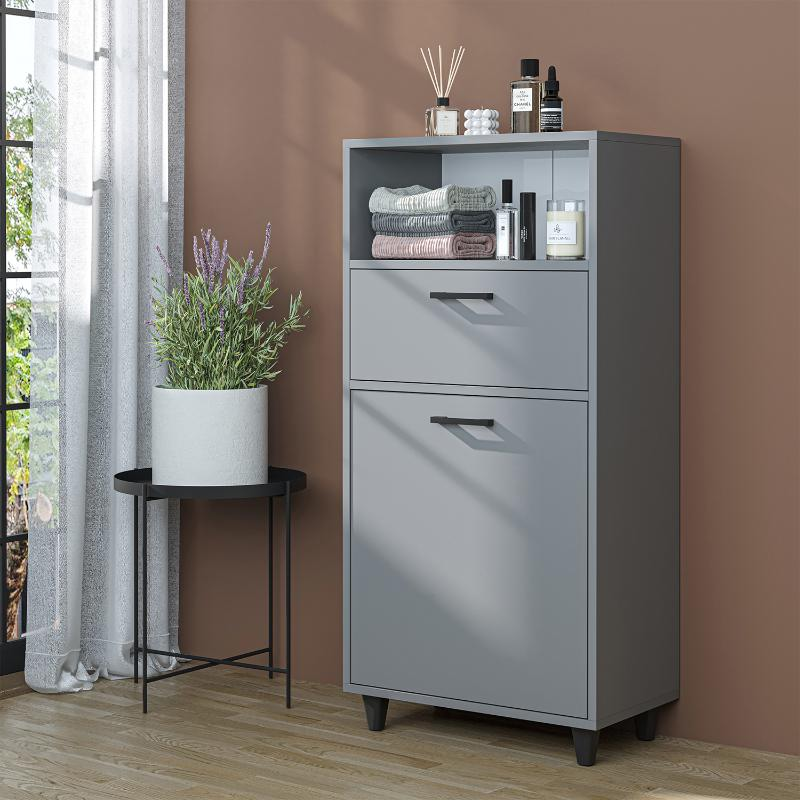 Mobile lavanderia colonna bagno cesto portabiancheria 60xH125 grigio Sirena