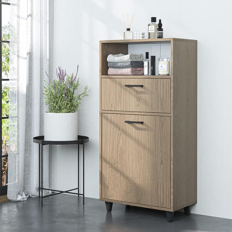 Mobile lavanderia colonna bagno cestoportabiancheria 60xH125 rovere chiaro Sirena