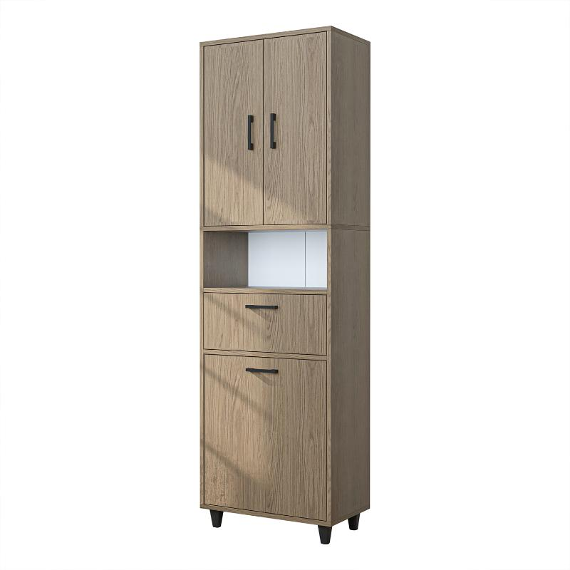 Mobile lavanderia colonna bagno cestoportabiancheria 60xH200 rovere chiaro Sirena