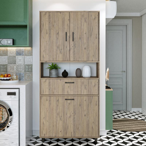 Mobile lavanderia colonna bagno cesto portabiancheria 90xH200 rovere Sirena