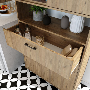 Mobile lavanderia colonna bagno cesto portabiancheria 90xH200 rovere Sirena