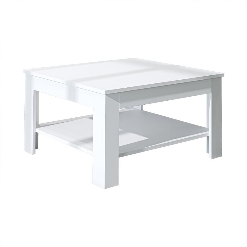 Tavolino soggiorno moderno salotto design quadrato 80 cm bianco Bosco