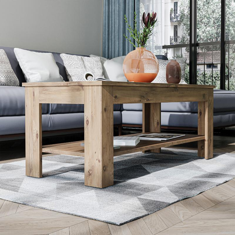Tavolino soggiorno moderno salotto design 110xH45 cm rovere Bosco