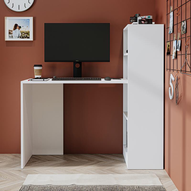 Scrivania moderna mobile libreria attrezzata 120xH122 cm bianco Lume