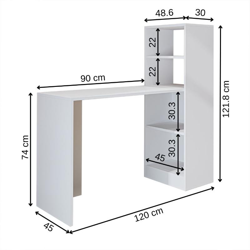 Scrivania moderna mobile libreria attrezzata 120xH122 cm bianco Lume