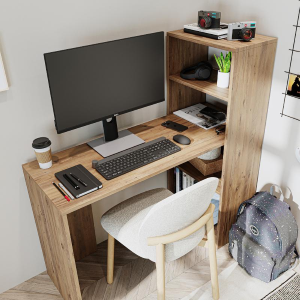 Scrivania moderna mobile libreria attrezzata 120xH122 cm rovere Lume