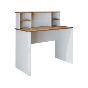 Scrivania ufficio moderna lineare libreria 100xH106 cm bianco rovere Volume