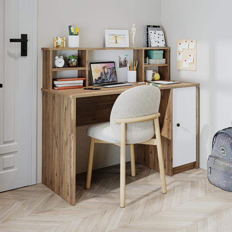 Scrivania ufficio moderna lineare libreria 120xH106 cm bianco rovere Volume