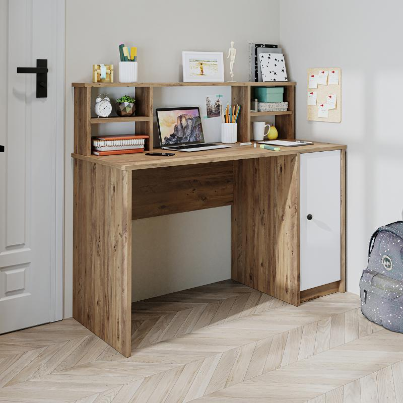 Scrivania ufficio moderna lineare libreria 120xH106 cm bianco rovere Volume