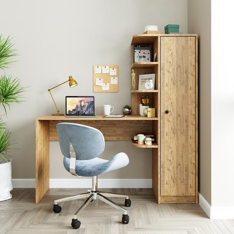 Scrivania moderna ufficio libreria attrezzata 143xH143 cm rovere Vision-D
