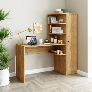 Scrivania moderna ufficio libreria attrezzata 143xH143 cm rovere Vision-D