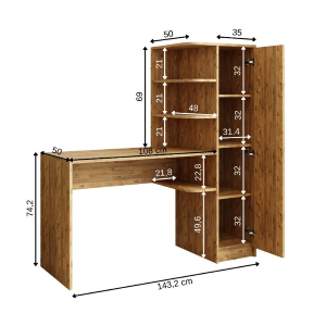 Scrivania moderna ufficio libreria attrezzata 143xH143 cm rovere Vision-D
